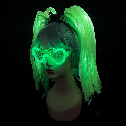 Disco Luminous Flashing Noodles Headband Light up Braid Headband Girl Women Bar Club Night Show Headwear Supplies