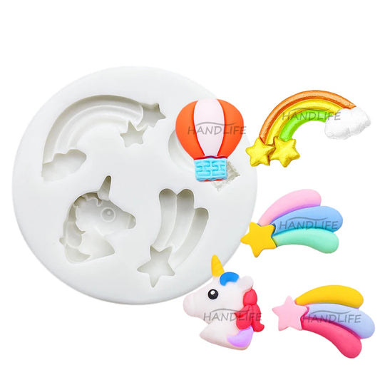 Unicorn Rainbow Hot Air Balloon Silicone Mold – Cake Decorating Tool