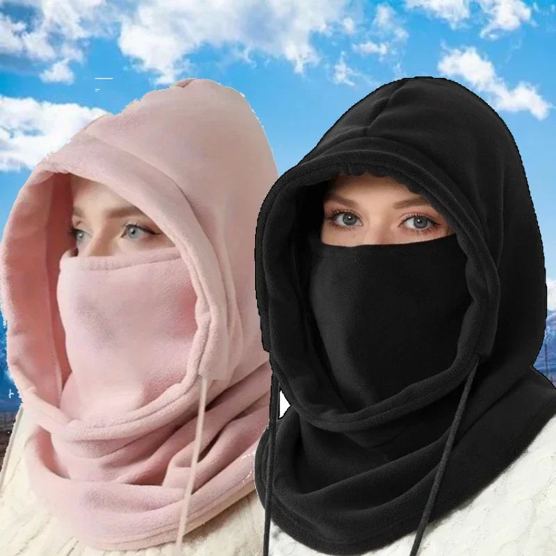 Winter Hooded Scarf - Warm Neck Gaiter with Hood for Outdoor Activities