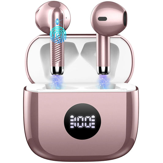 DRSAEC Wireless Earbuds, Bluetooth 5.3 Ear Buds LED Power Display Headphones, in-Ear Noise Cancelling Mic, 40H Playback.