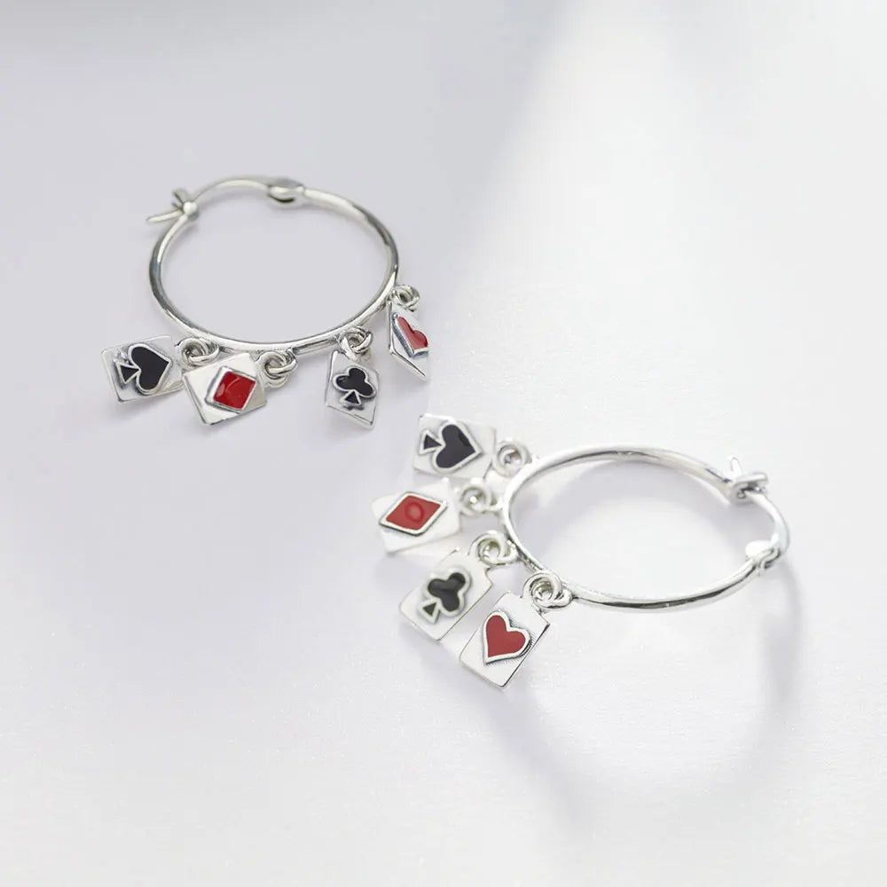 925 Sterling Silver Earrings Poker Suit Earrings Original Earring For Ladies Fashion Friends Party Daily Wear Gifts