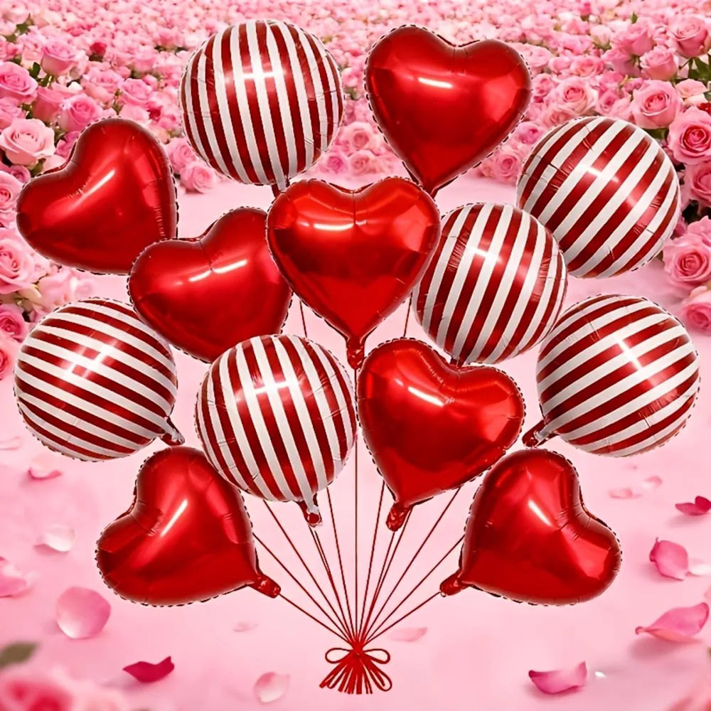 18" Love Heart Foil Balloon Set – Valentine’s Day, Wedding, Birthday & Anniversary Decor