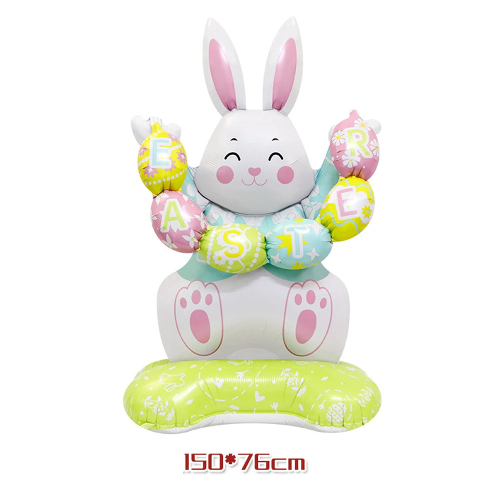 Cute Cartoon White Bunny Aluminum Foil Balloons Rabbit Happy Easter Party Decoration Supplies Children Favor Birthday Party Gift
