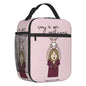 Custom cartoon-printed lunch bag featuring ladies, nurses, and doctors. Thermal insulated, reusable, and multifunctional, perfect for kids' food bento boxes.