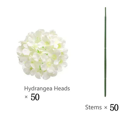 50 PCS Artificial Hydrangea Flowers Silk Hydrangea Heads for Wedding
