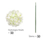 50 PCS Artificial Hydrangea Flowers Silk Hydrangea Heads for Wedding