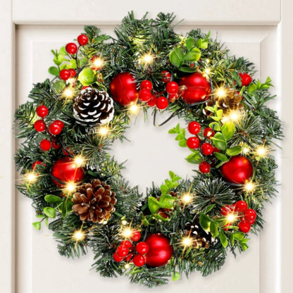 Elegant LED PVC Red Fruit Christmas Wreath Decorations