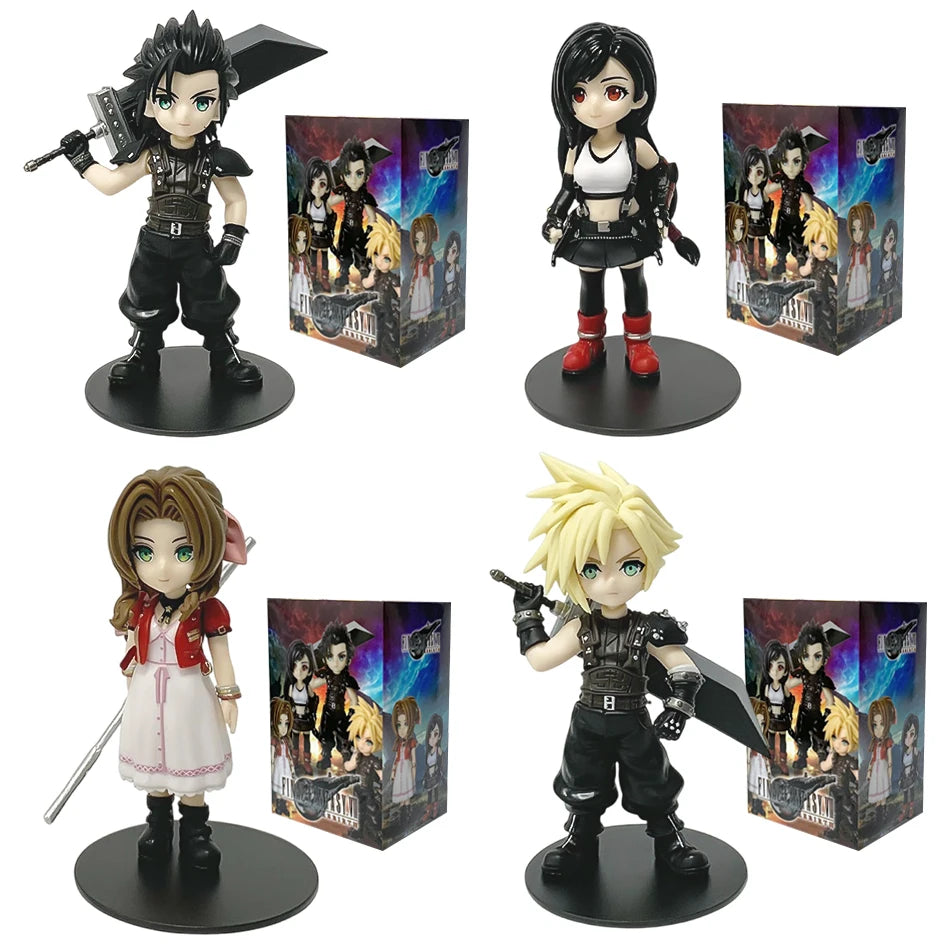 1–12cm Anime Figure Set – Cloud, Tifa, Aerith & Zack PVC Collectible Desktop Display