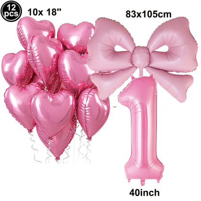 Giant Black Pink Bow Balloon Coquette Birthday Party Decorations Bowknot Balloon for Girls Baby Shower Bridal Wedding Supplies