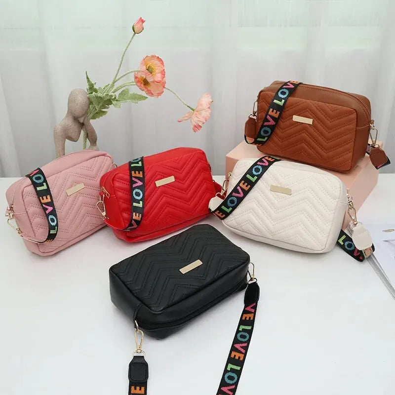 Embroidered PU Material Casual Small Square Versatile Single Shoulder Bag