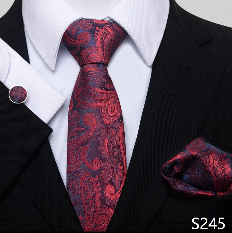 Necktie Pocket Squares Cufflink Set