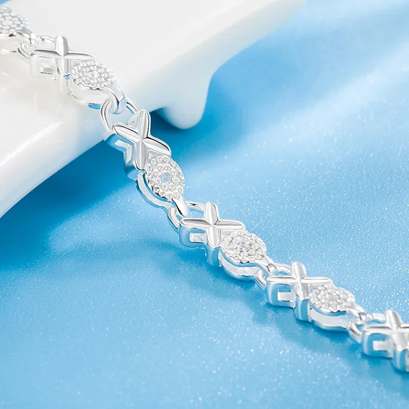 New fashion 925 sterling Silver cute Bracelets chain for Women party wedding Engagement jewelry 20cm 8inch Valentine's Day Gifts