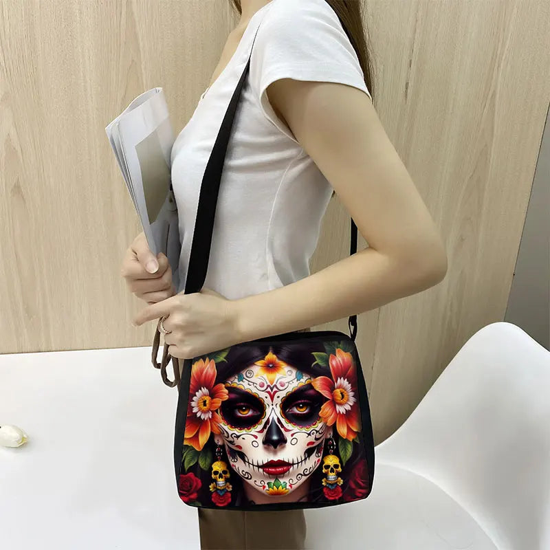 Day of the Dead Skull Crossbody – Mexico Print Messenger Bag for Travel & Everyday Use
