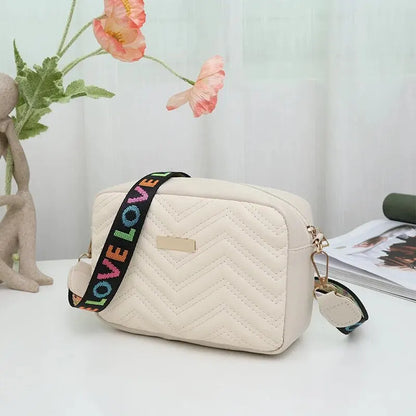 Embroidered PU Material Casual Small Square Versatile Single Shoulder Bag