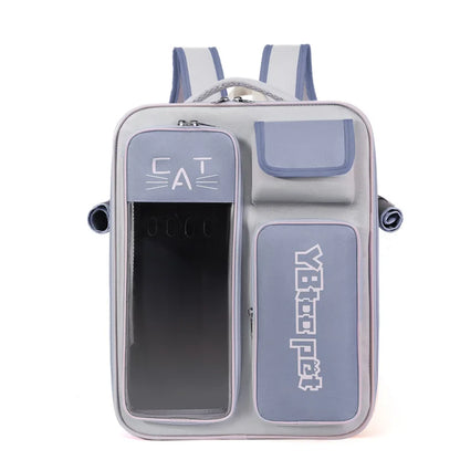 Cat backpack, outing schoolbag, double-shoulder pet bag, cat for travel, dog and cat supplies, transparent large-capacity portab