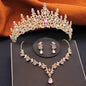 Elegant Party Birthday Bridal Wedding Crown Tiaras and Necklace Earrings 3 pcs Sets