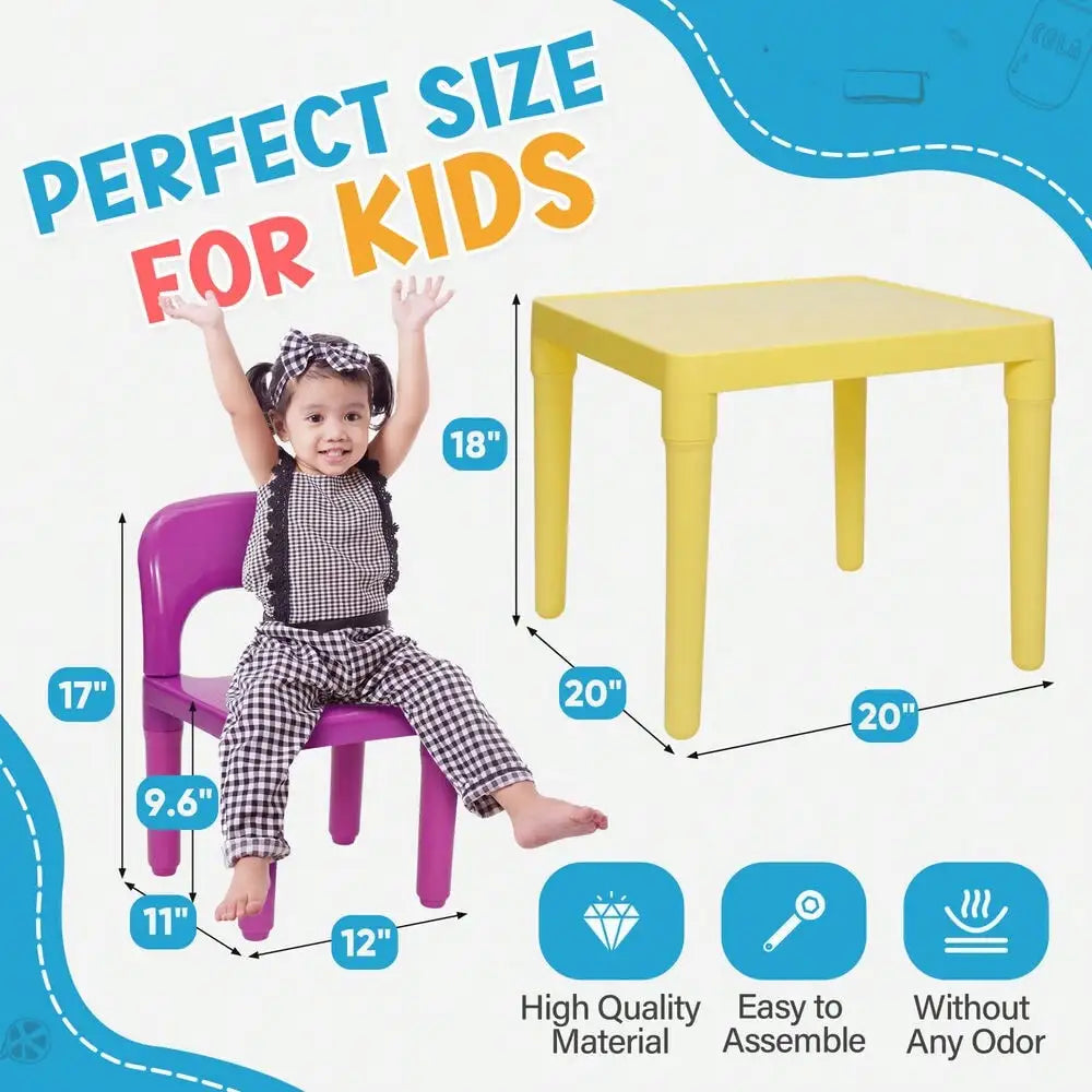 Kids Table and 4 Chairs Toddler Child Party Toys Fun Activity Furniture Play Set