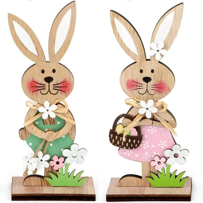 Wooden Easter Standing Rabbit – Spring Table Ornament Decor