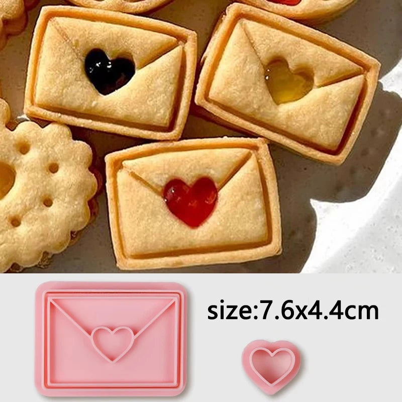 Jam Sandwich Cookie Cutter Biscuit Mold 3D Christmas Plastic Pressable Fondant Cookie Stamp New Year Cake Decor Baking Supplies