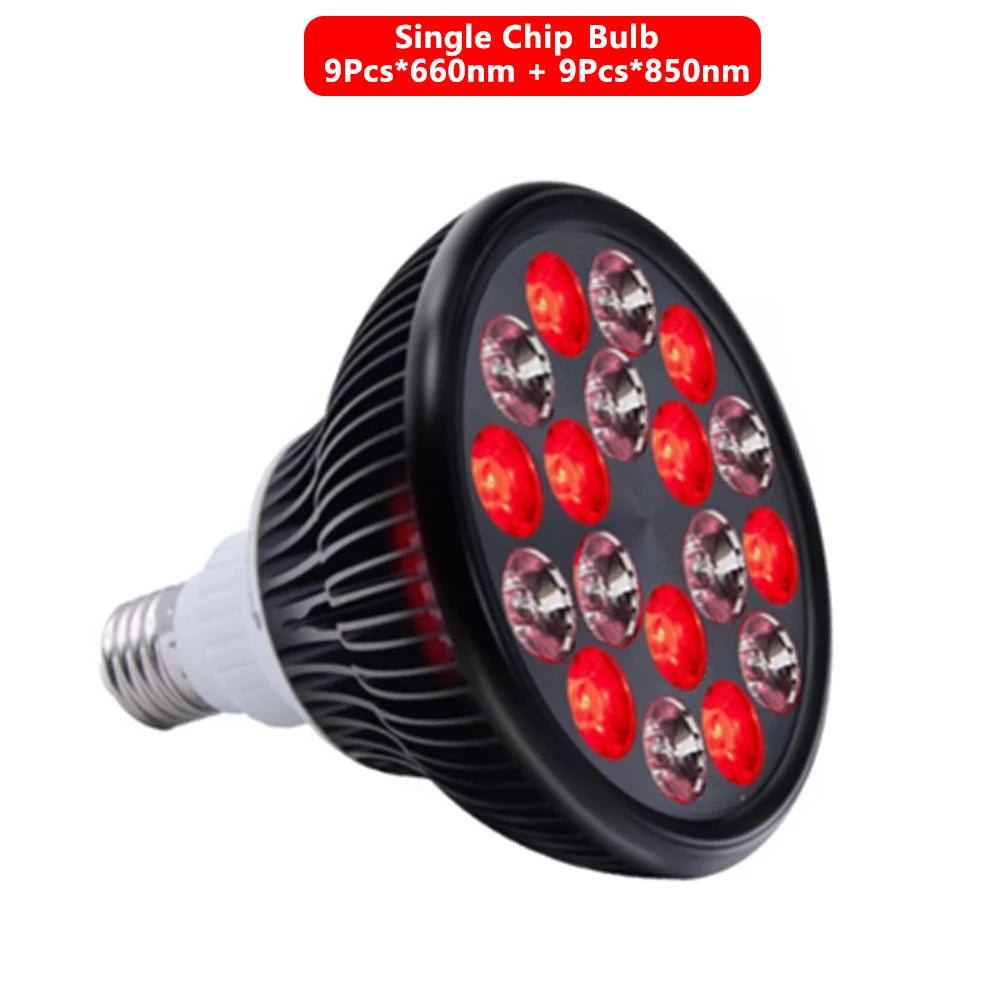 E27 LED Red 54W Light Therapy Lamp 660nm & 850nm Infrared Bulb with Floor Stand for Skin Care Pain Relief 360° Adjustable