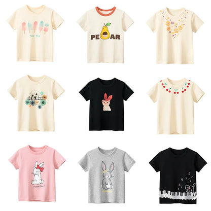 Short Sleeve Children Girl T-shirts Printed 2-8 Years Cotton Toddler Girl Tops Kids Baby Girl Tees Clothes
