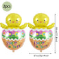 Happy Easter Party Decorations – Bunny & Egg Paper Plates with Cute White Rabbit and Carrot Foil Balloons, Kids Party Supplies & Favors