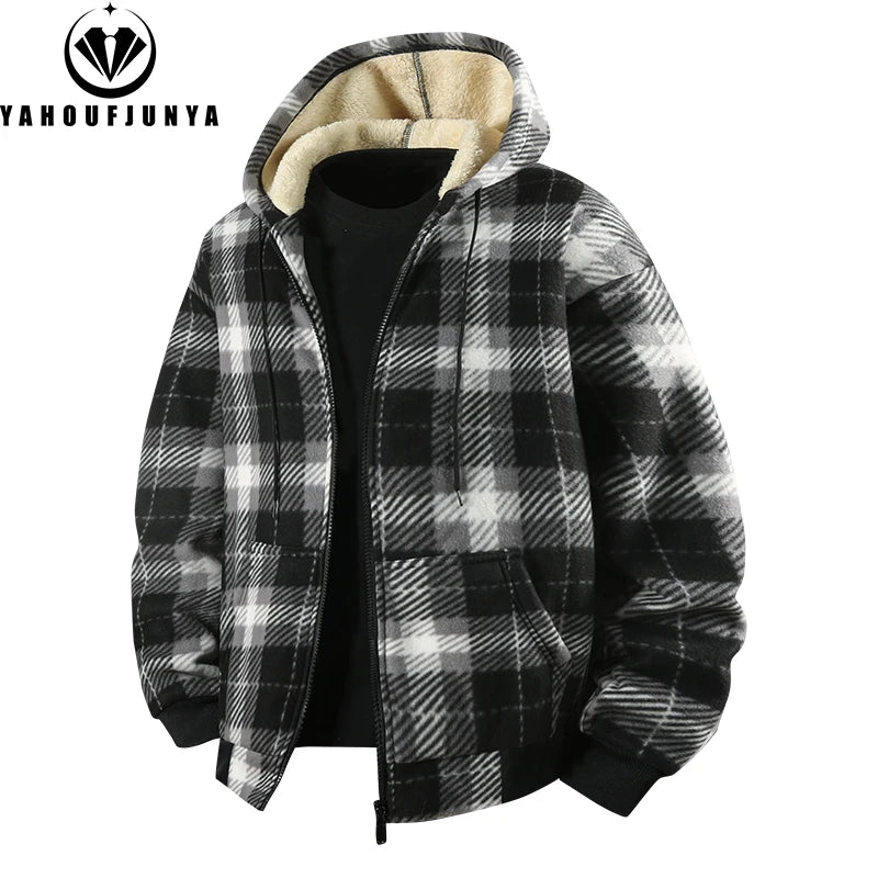 Men’s Spring/Autumn Fleece Windbreaker – Outdoor Hooded Casual Jacket