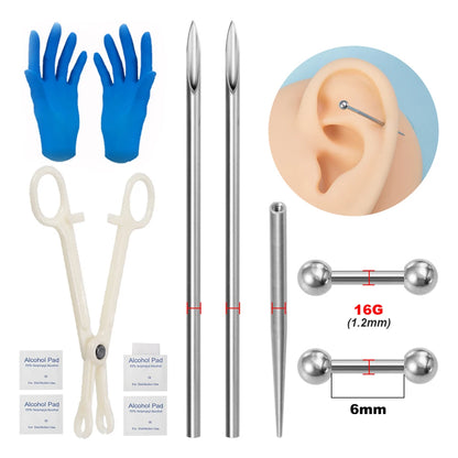 Body Piercing Kit – Surgical Steel Tapers, Needles & Tools for Lip, Nose, Tongue, Cartilage & Navel