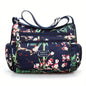 Floral Print Crossbody Bag, Trendy Nylon Shoulder Bag, Women's Multi Layer Messenger Bag For Travel