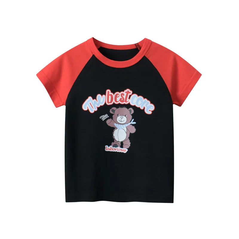 Short Sleeve Children Girl T-shirts Printed 2-8 Years Cotton Toddler Girl Tops Kids Baby Girl Tees Clothes