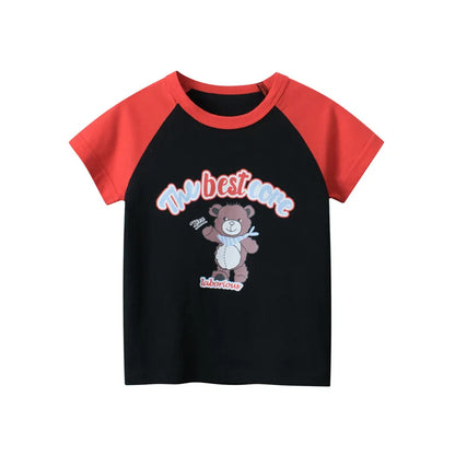 Short Sleeve Children Girl T-shirts Printed 2-8 Years Cotton Toddler Girl Tops Kids Baby Girl Tees Clothes