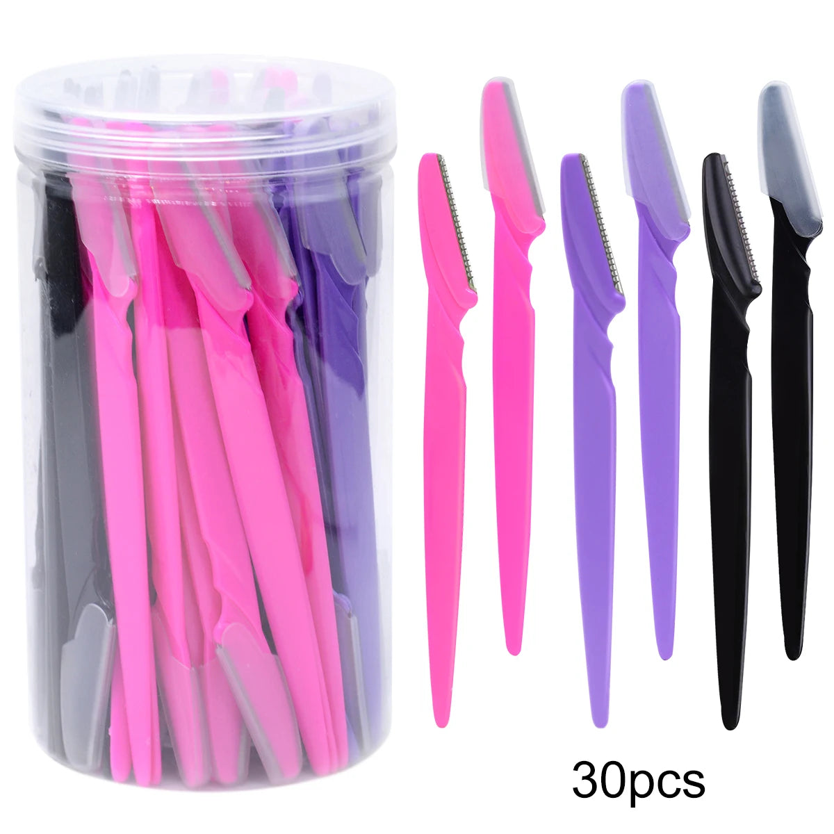 30Pcs/Bottle Eyebrow Razors with Container