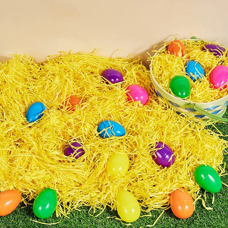 100g Raffia Shredded Paper Grass – Crinkle Basket Stuffers for Easter Eggs & DIY Gift Box Decor