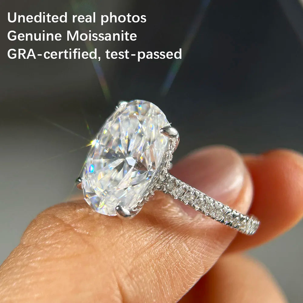 Moissanite Ring 925 Sterling Silver Diamond Eternity Band Engagement Wedding Rings for Women Luxury Quality Jewelry