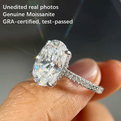 Moissanite Ring 925 Sterling Silver Diamond Eternity Band Engagement Wedding Rings for Women Luxury Quality Jewelry