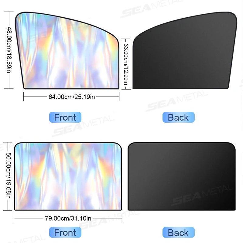 SEAMETAL Magnetic Car Side Window Curtains UV-Reflective Sun Shade Sun Protection Cover Anti-Glare Privacy Curtains for Baby
