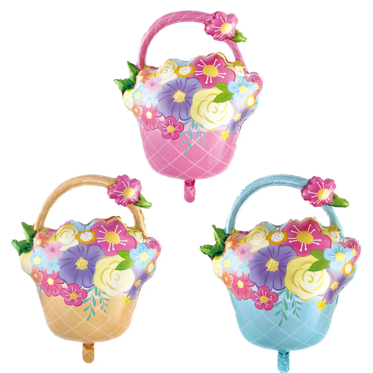 5pcs/set Mother's Day Decorations Flower Basket Foil Balloons Set Hear Balloon Mother's Day Gifts