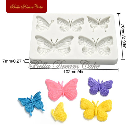 Mini Butterfly Design Silicone Mold 3D Fondant Chocolate Mould DIY Clay Model Wedding Cake Decorating Tools Kitchen Bakeware