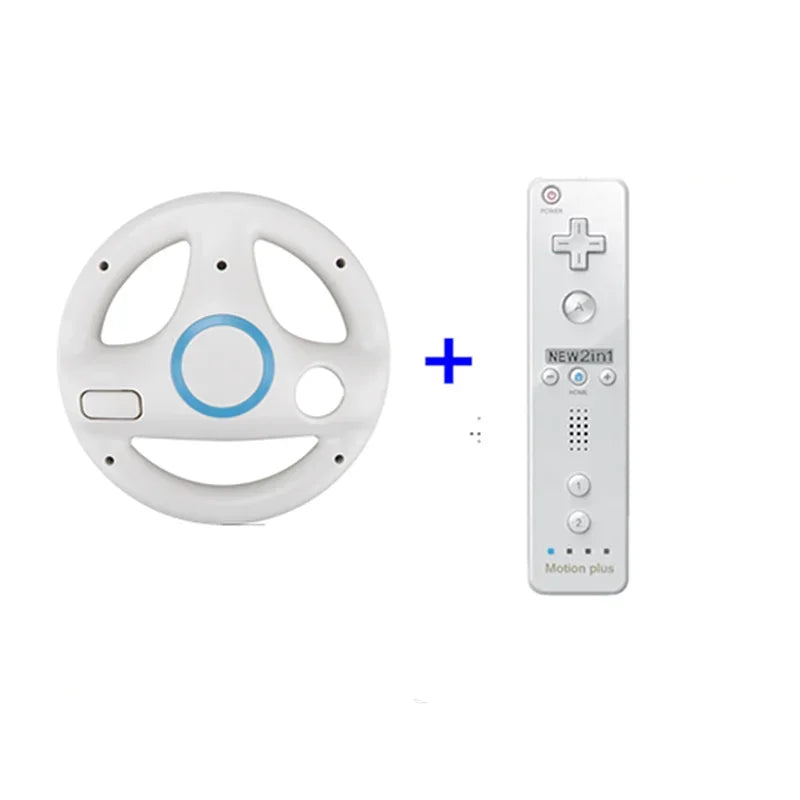 2Pcs 2-in-1 straight handle to Wii Kart Remote Controller Gamepad games console for Nintendo Neutral Game Racing Steering Wheel