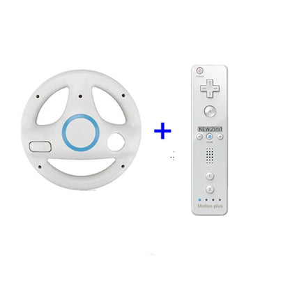 2Pcs 2-in-1 straight handle to Wii Kart Remote Controller Gamepad games console for Nintendo Neutral Game Racing Steering Wheel