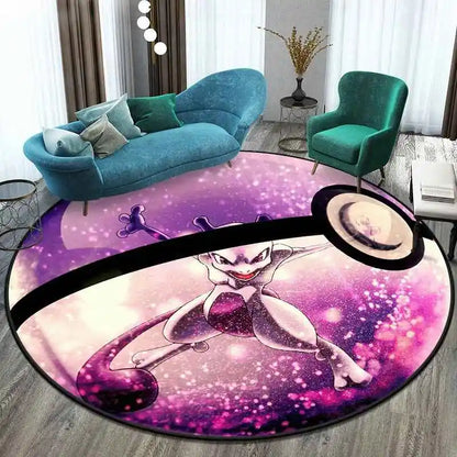 MINISO Elf Pokémon printed round carpet game soft floor mat home living room bedroom room decoration non-slip and anti-fading