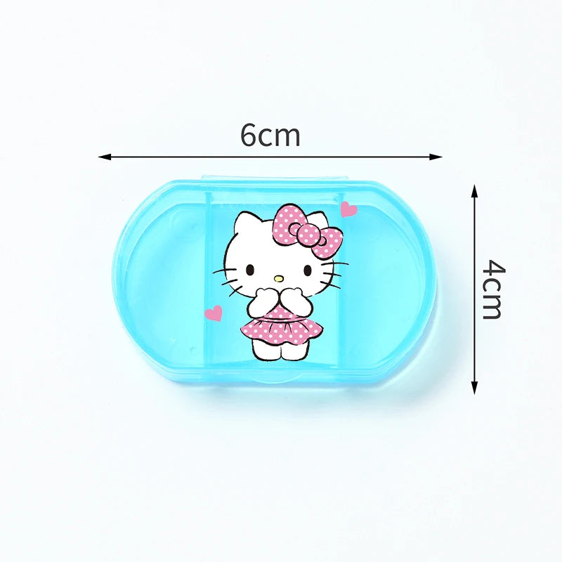 Cartoon Hello Kitty My Melody Plastic Pill Box Mini Tablet Case Anime Kawaii Portable Travel Medicines Storage Case Container