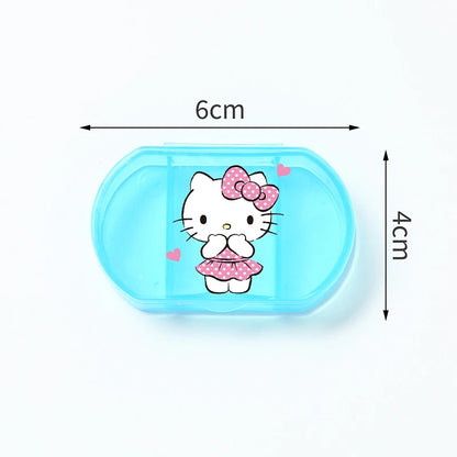 Cartoon Hello Kitty My Melody Plastic Pill Box Mini Tablet Case Anime Kawaii Portable Travel Medicines Storage Case Container