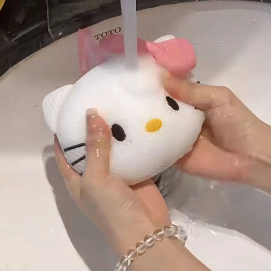 Hello Kitty Cute Bath Ball Flower Scrub Bath Back Foam Bathing Supplies Anime Kawaii Wash Body Hand Accessories Soft Gifts
