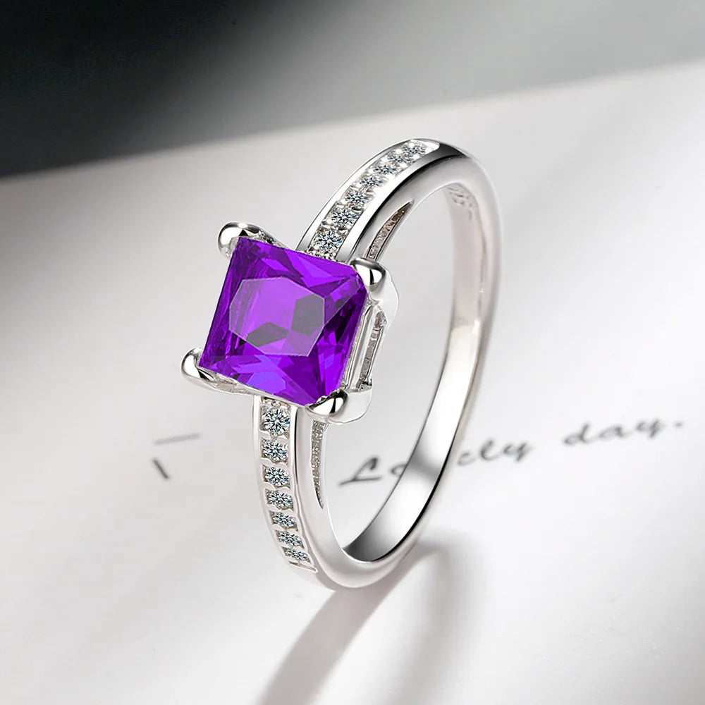 925 Sterling Silver Rings Size 5#-10# Quadrate Zircon High Quality For Women Fine Wedding  Jewelry Accessories Party Gifts