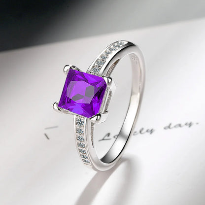 925 Sterling Silver Rings Size 5#-10# Quadrate Zircon High Quality For Women Fine Wedding  Jewelry Accessories Party Gifts