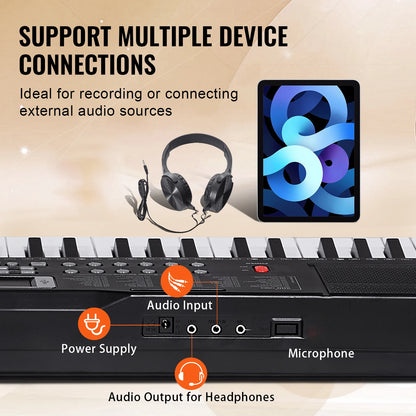 SucceBuy 61‑Key Digital Keyboard – Portable Electric Piano with 200–600 Tones & 200–500 Rhythms for Beginners