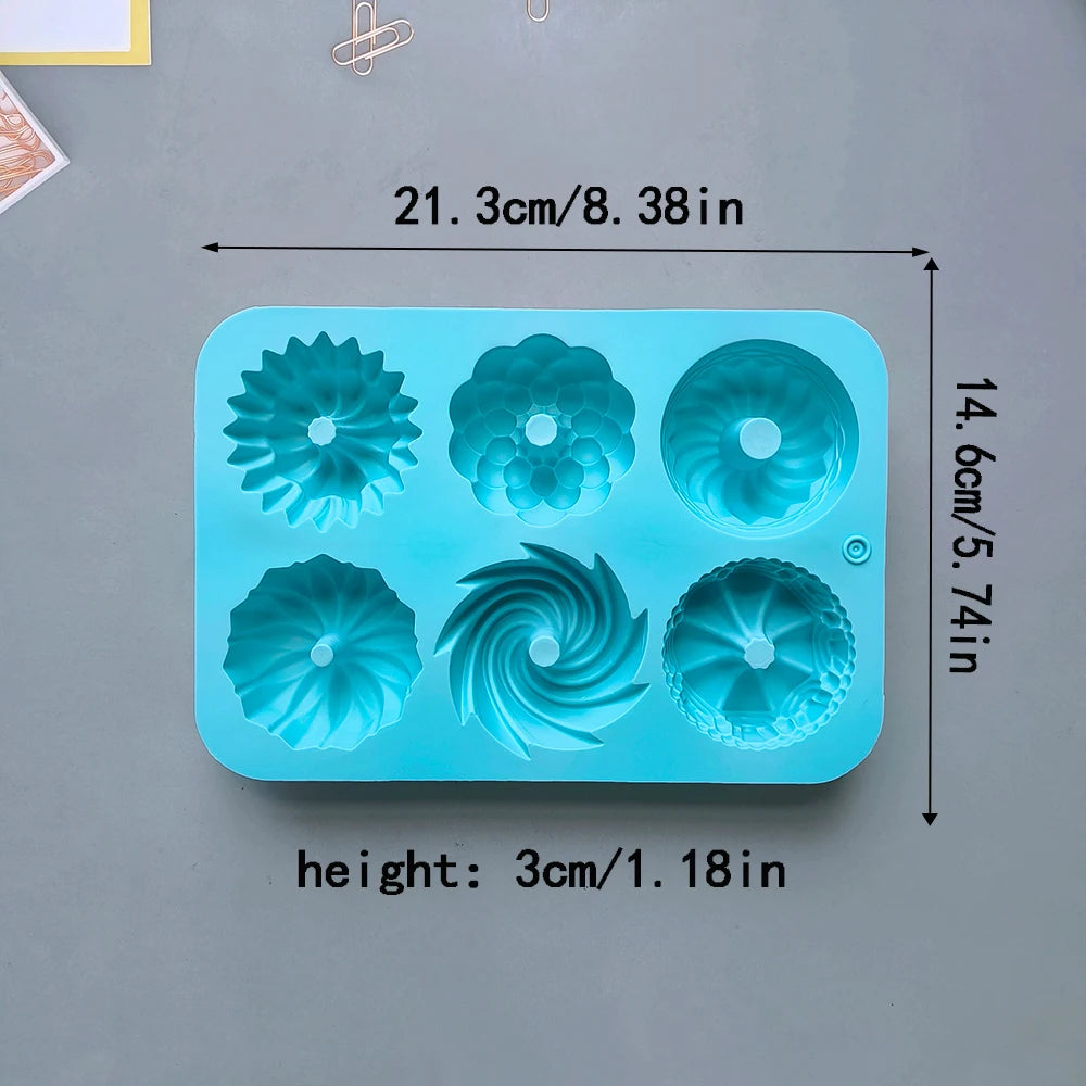 1/3pcs Silicone Donut Baking Molds,Multicolor Doughnut Pans,6-Cavity Designs Donut Flower And Swirl Shaped,Suitable for Baking