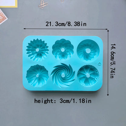 1/3pcs Silicone Donut Baking Molds,Multicolor Doughnut Pans,6-Cavity Designs Donut Flower And Swirl Shaped,Suitable for Baking