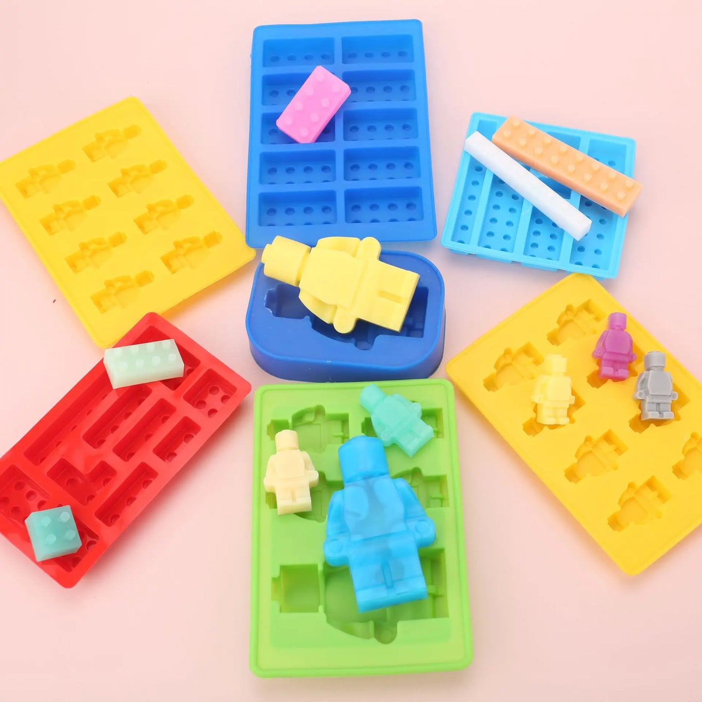 1/6PCS Robot Ice Cube Tray Silicone Mold Candy Moulds Chocolate  For Kids Party and Baking Minifigure Building Block  Themes